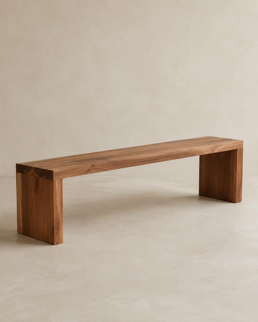 Simple solid eucalyptus timber bench