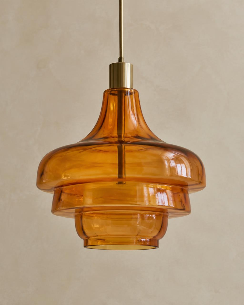 Layered amber Italian glass pendant light
